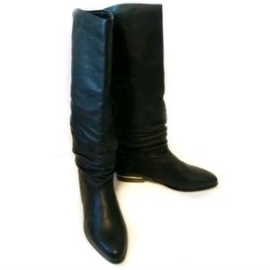 Karen Scott Black Leather Slouch Riding Boots 7.5M